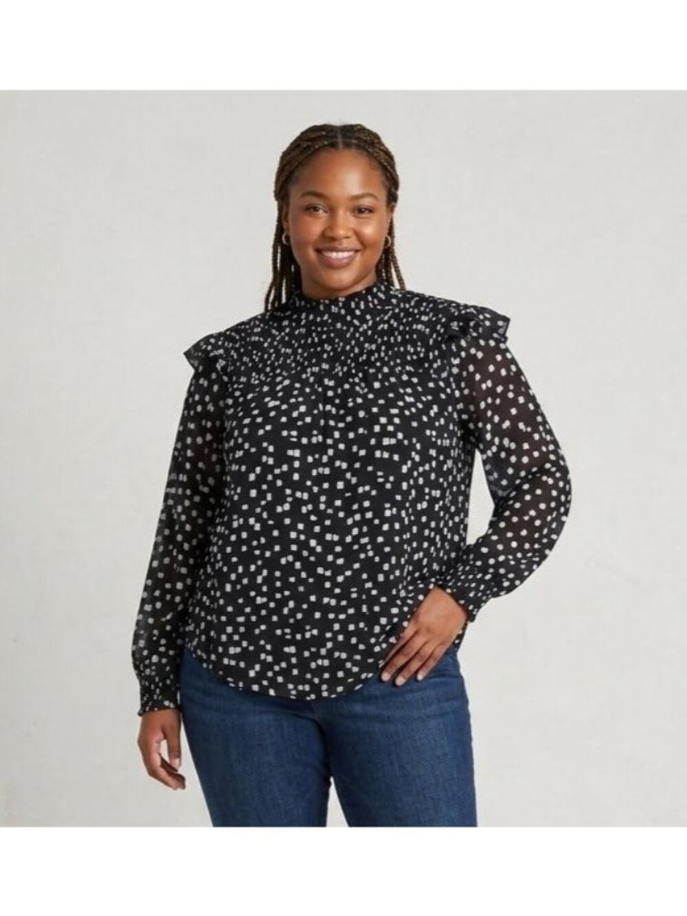 Women's - Torrid Black & White Long Sleeve Blouse, Size 1